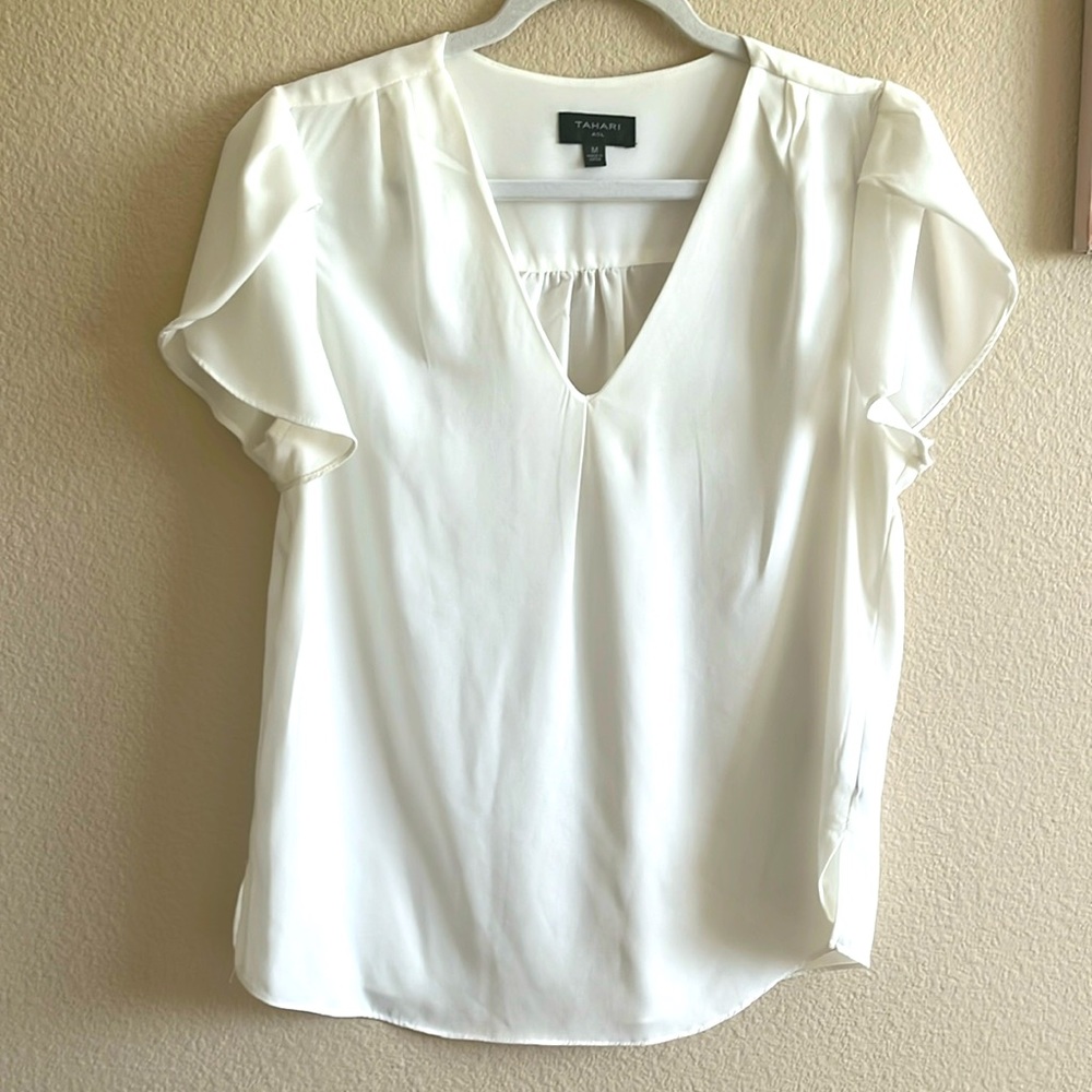 White Tahari ASL Short Sleeve Blouse - worn once